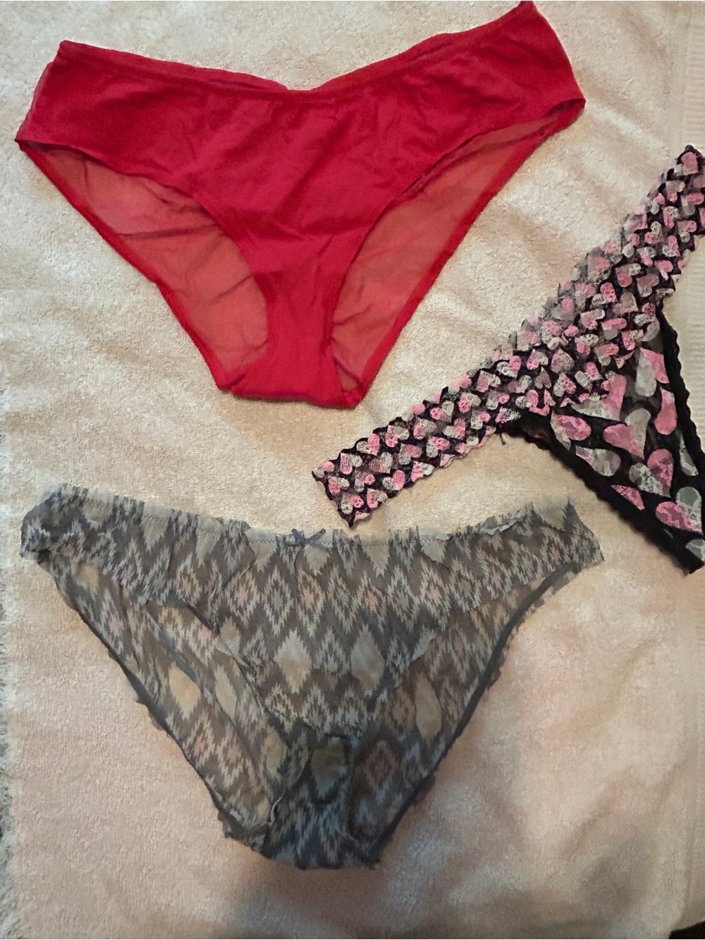 Victoria's Secret Red, Black & Gray Panty Set
